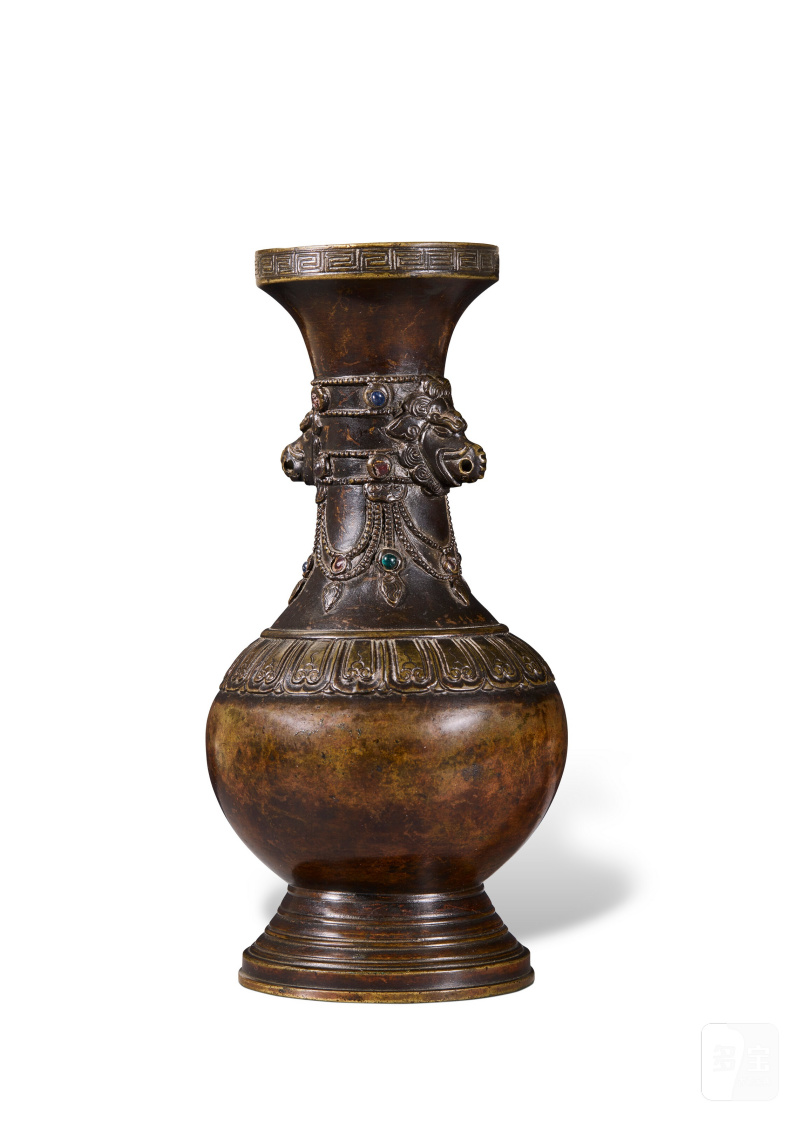 清十七/十八世紀 銅嵌寳獸耳香瓶  CHINA, 17TH-18TH CENTURY - 图3